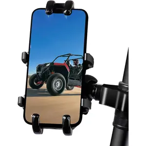 UTV Phone Holder, Aluminum Alloy Heavy Duty Cell Phone Mount for UTV/SXS,360 °   Adjustable Mounting Bracket Fits 1.75"-2" Roll Cage, 8 Claws Tightly Hold iPhones or 4.7"-7.1" Devices
