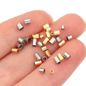 50-100pcs Stainless steel Beads Stopper Crimp End Positioning Tube Beads Loose Spacer Beads For DIY Jewelry Making Accessories