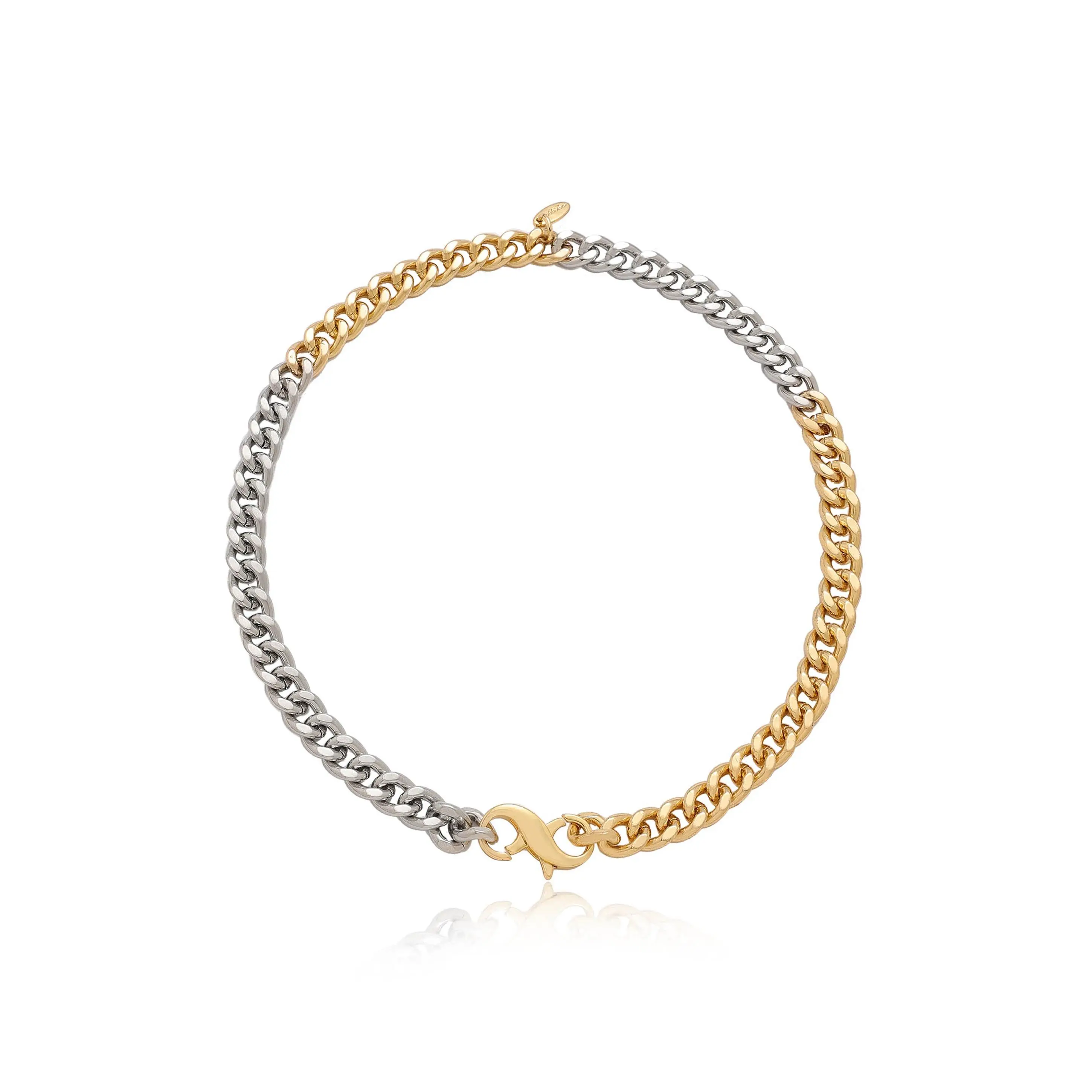 Ettika Mixed Metal Chain Link Necklace 18k Gold & Rhodium Plated Steel 17" Lobster Clasp Durable Jewelry for Daily Wear