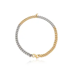 Ettika Mixed Metal Chain Link Necklace 18k Gold & Rhodium Plated Steel 17" Lobster Clasp Durable Jewelry for Daily Wear