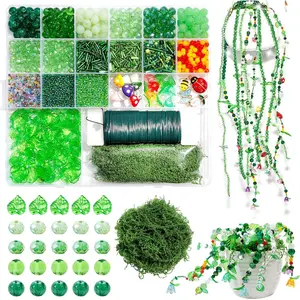 1686pcs Glass Beads Beading Kit, Plant Shape DIY Craft Supplies, Realistic Plant Decor Accessories, Jewelry Design Making Tools