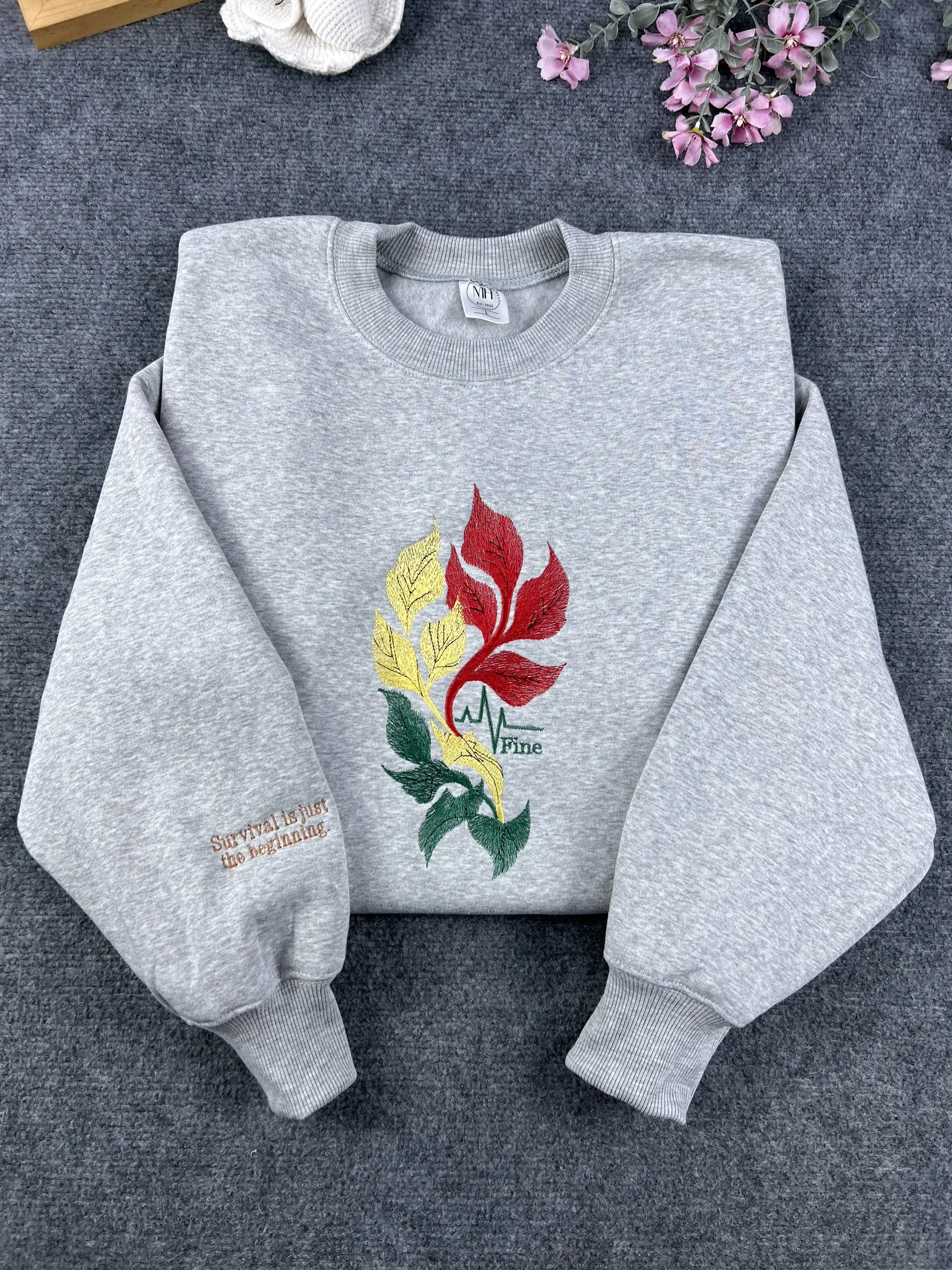 Embroidered Survival Is Just The Beginning Sweatshirt, Umbrella Corp Resident Evil Crewneck, Gaming Herbs Horror Gift, Biohazard Fan Apparel