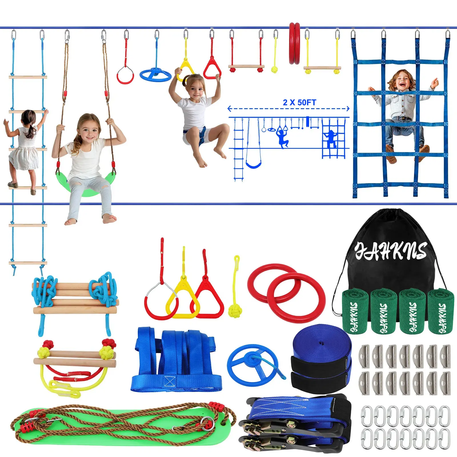 50 ft Rope Climbing Exercise Set (Dual Rope)