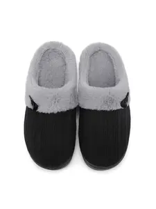 Women's Slip on Fuzzy House Slippers Memory Foam Slippers Scuff Outdoor Indoor Warm Plush Bedroom Shoes with Faux Fur Lining