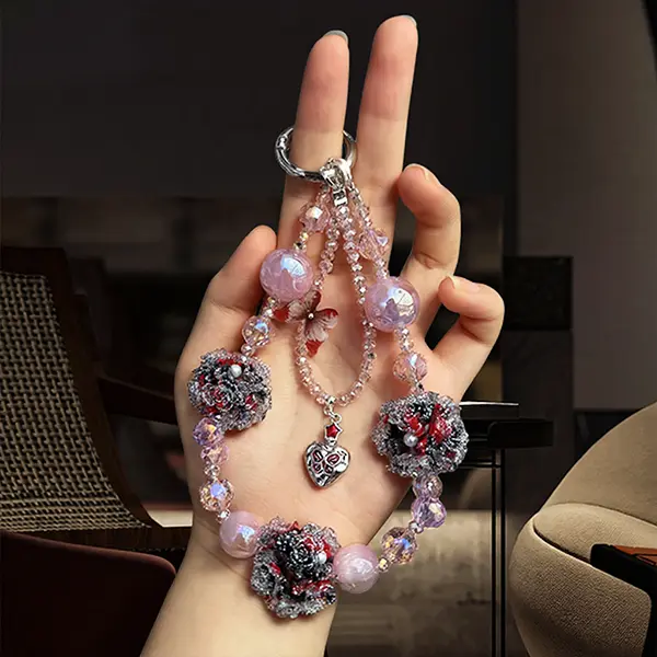 【CUCKOO DIY ZG5 Advanced Heavy Industry Luminous Phone Chain】, American Light Luxury, Creative, Light Variable Bead Wrist Hanging Chain Bag, Comes with Phone Pad