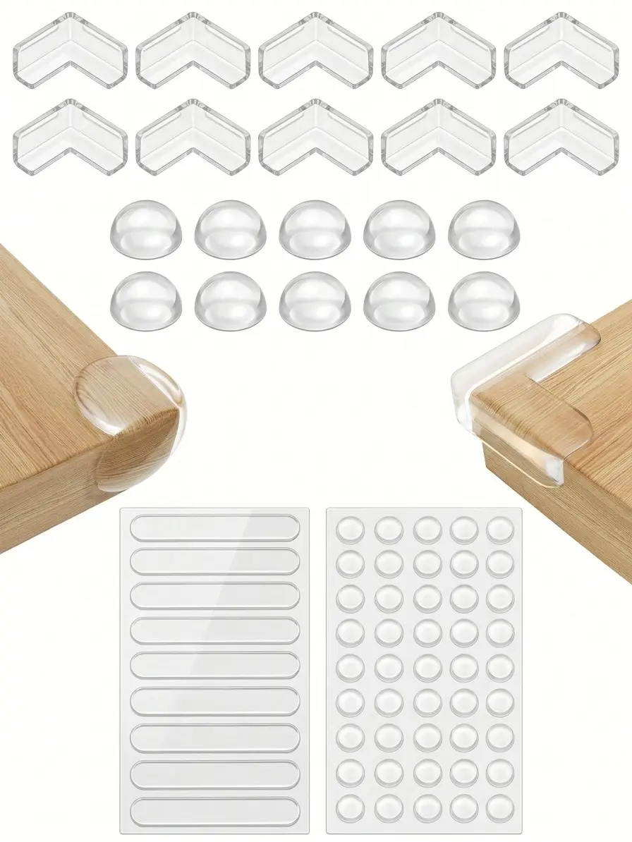 80PCS Clear Silicone Furniture Bumper Pads, Cabinet Door Buffers, Table Corner Protectors, Anti-Collision Cushions, Quiet Closing, Child & Senior Protection