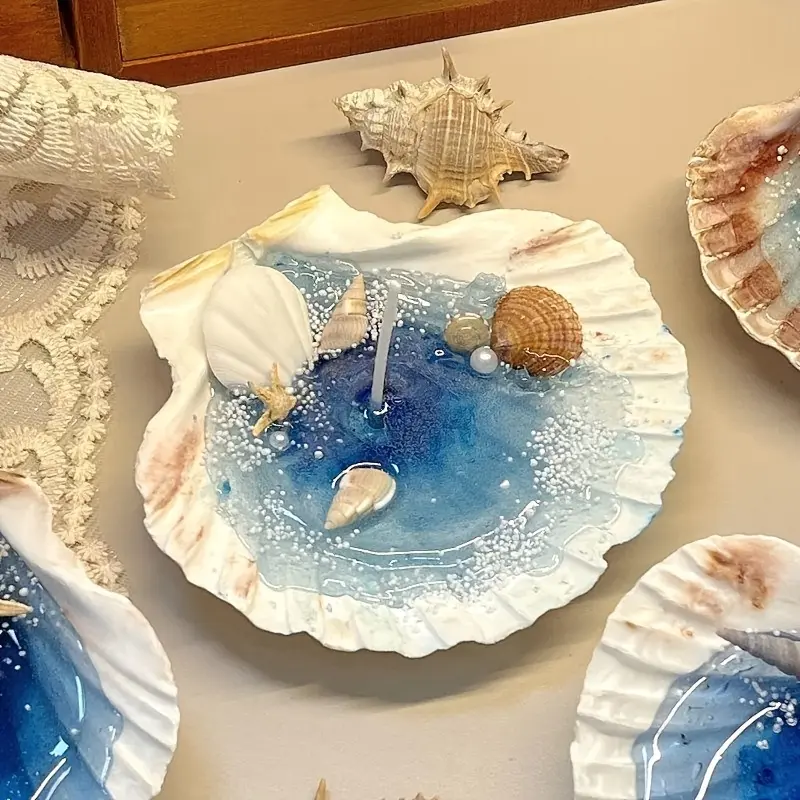 Handmade natural scallop shell ocean candle, coastal beach art jelly wax, styles sent randomly. Party, wedding, holiday gift, home decor. Suitable for birthdays, Halloween, Christmas, Valentine's Day.