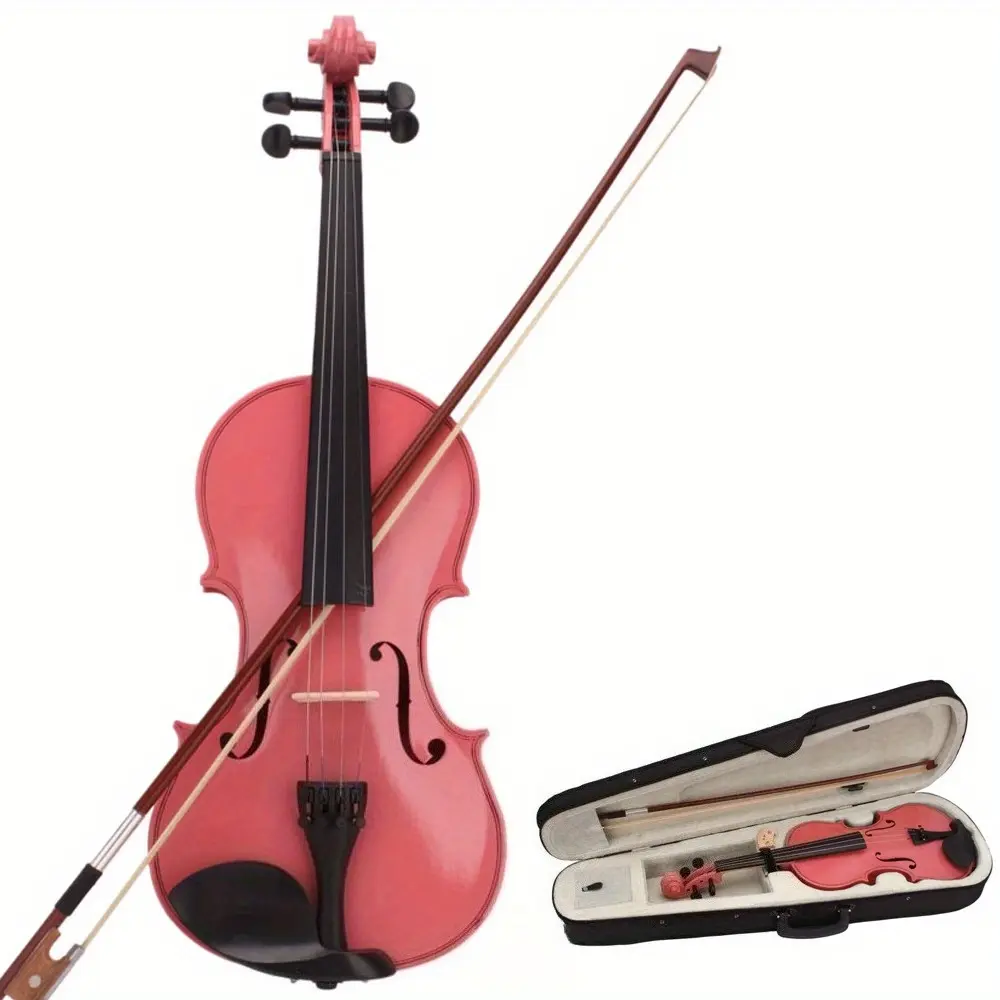 1/4 Size Acoustic Violin for Young Violinists - 48-52cm Basswood, Maple & Blacked Wood Arbor Stringed Instrument Package with Protective Case, Quality Bow & Plastic Components, Mini Violin