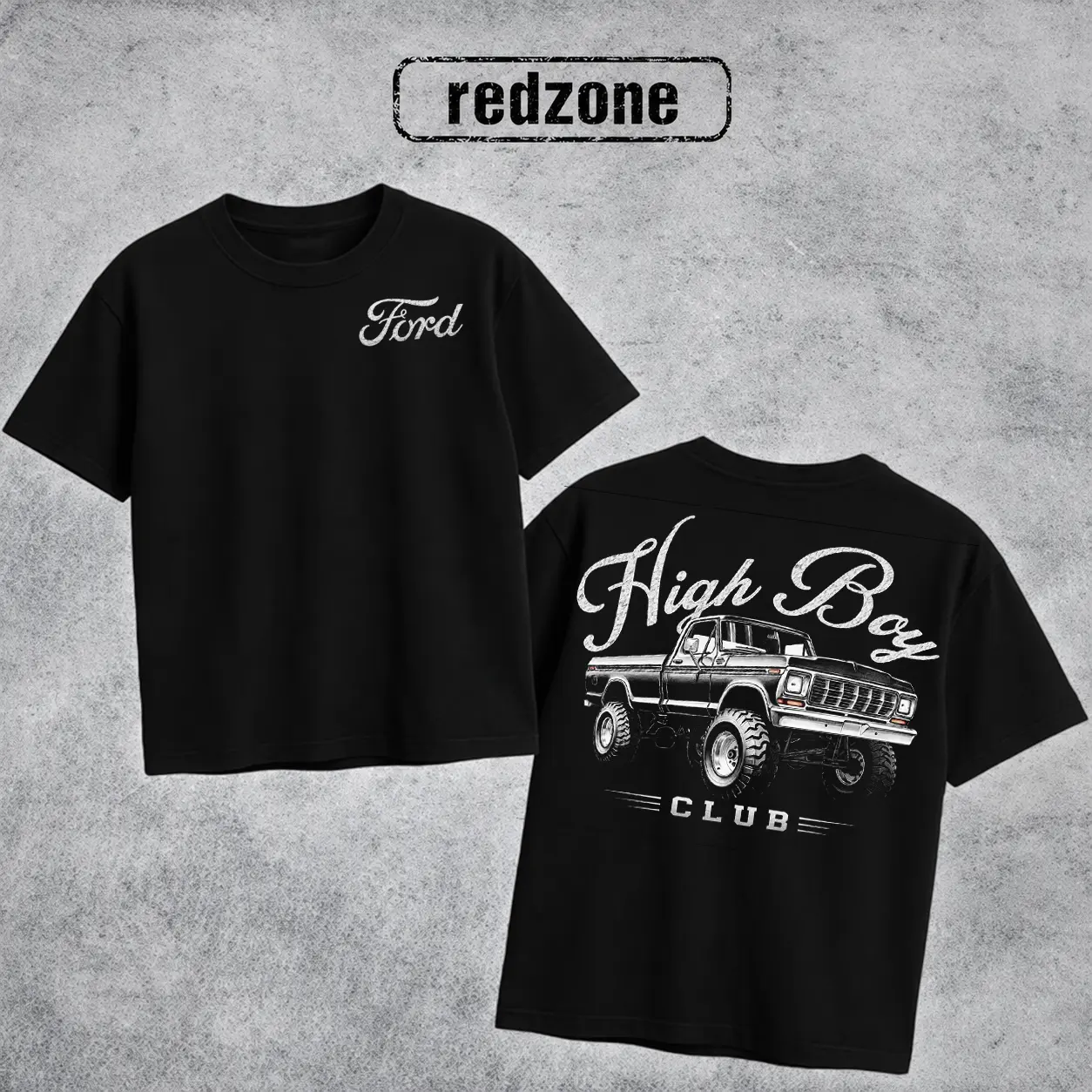 Vintage High Boy Club Ford Truck Shirt - Classic F250 F150 Dentside Graphic Tee, Retro Car Guy Gift, Heavyweight Black Streetwear Top