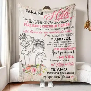 1pc Modern Style Letter Print Soft Thickened Flannel Blanket, Classic Floral Pattern Decorative Durable Nap Throw for Home & Office, Room Accessories Warm & Cozy Blanket for Bed & Sofa, Machine Washable Blanket, Stylish Decorative Giftable Blankets