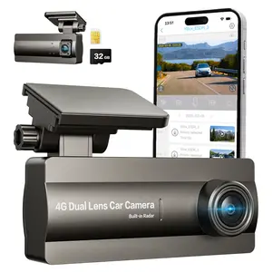4G LTE Dash Cam Front Inside, Dual FHD Live-View and Instant Alerts via APP, Cellular Car Camera with 24/7 Parking Mode, IR Night Vision, No Screen, AI Detection dashcam for Cars, GPS
