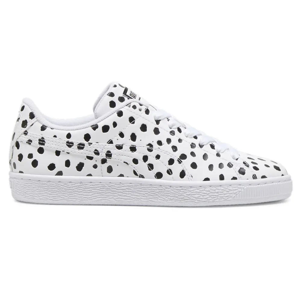 PUMA Womens Basket Dalmatian Polka Dot Lace Up Sneakers Shoes Casual - Black, White