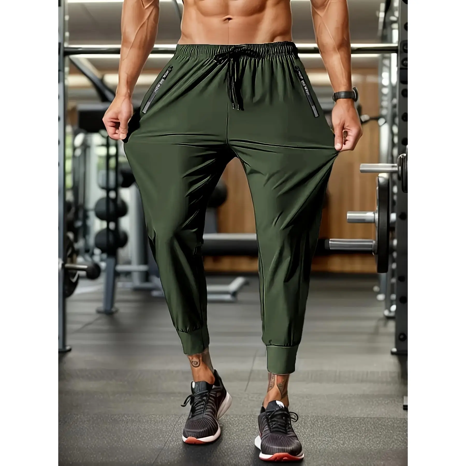 3PCS Men's Stretch Gym Pants – Ultra Flex Workout Joggers with Zipper Pockets