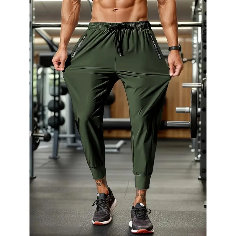 3PCS Men's Stretch Gym Pants – Ultra Flex Workout Joggers with Zipper Pockets