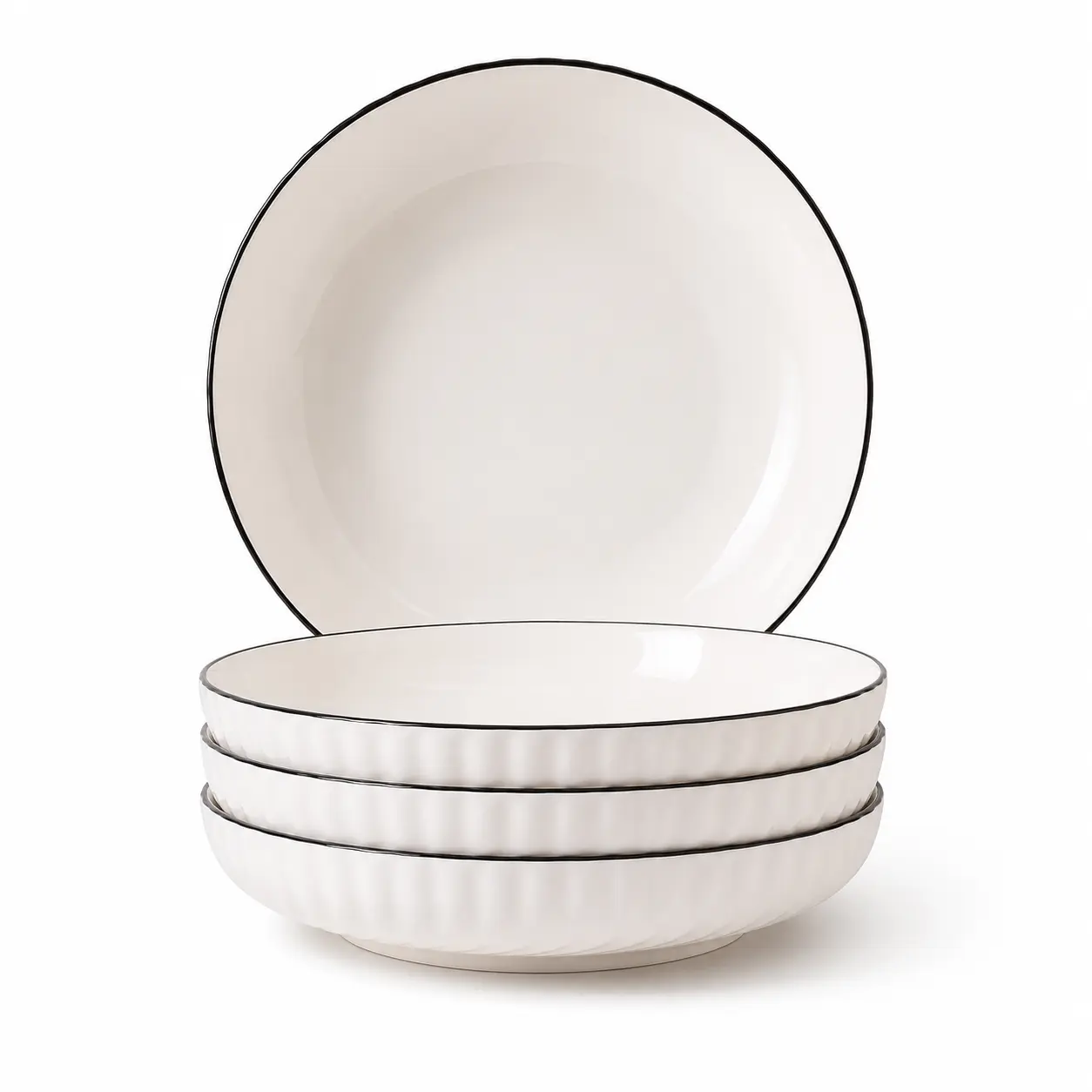 7-Inch Ceramic Plates Set of 6, White Stackable Salad Plates, Small Dinner Plates for Pasta, Dessert, Snacks and Daily Meals