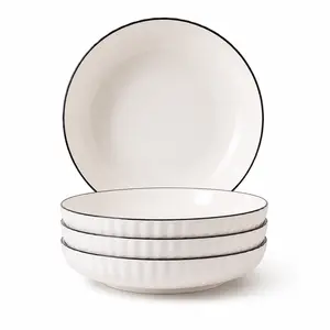 7-Inch Ceramic Plates Set of 6, White Stackable Salad Plates, Small Dinner Plates for Pasta, Dessert, Snacks and Daily Meals