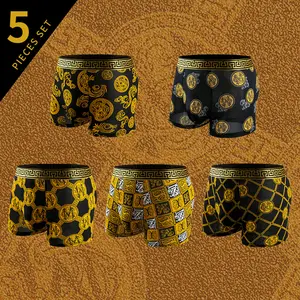 [5pcs / Pack] Men underwear - Breathable Comfortable，No Ride-Up Design for All-Day Active Wear，All Over Print Boxer Brief.Stretchy men