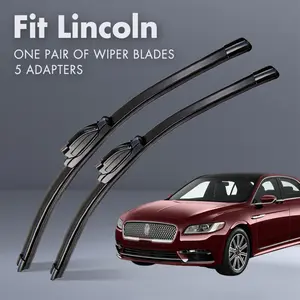 Fit Lincoln,Universal All-Season Windshield Wipers Ultra Quiet Frameless Blades, OEM Quality,Streak-Free 5 Adapters,  Easy Install Car Parts