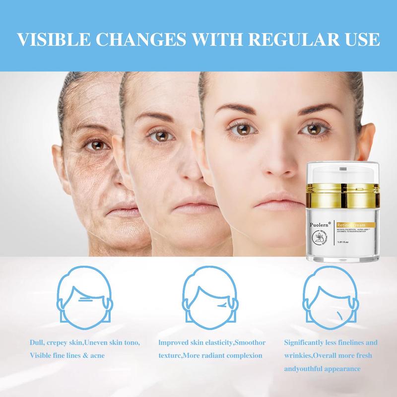 Puolern Retinol+Sodium Hyaluronate Cream for Face Cream Fast Deep Cellular Absorption Day or Night Cream for Moisturizers  Skincare Skin Repair Comfort