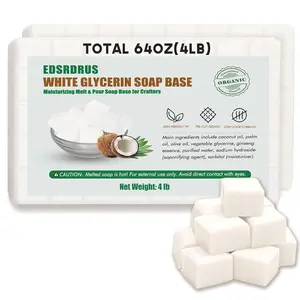 4LB Unscented Glycerin Soap Base for DIY Handmade Crafting, Moisturizing Melt and Pour, With Vegetable Glycerin & Coconut Oil, Easy to Cut (White, 4LB)