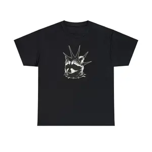 RACCOON METAL ROCK SHIRT, Trending Tee, Emo Y2K Aesthetic, Unisex Tee Shirts, 90s Vintage Style Shirts, Sweatshirts, Hoodies, and Top Menswear Streetwear Round Neck