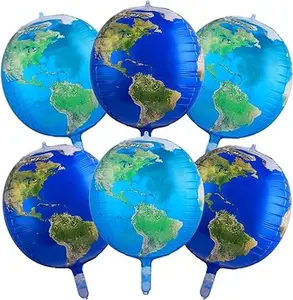 Earth Globe Balloon Planet Balloons Earth Balloon Transparent World Map Balloon To School Decoration Teaching Supplies 6pc ( 3 Pcs World Map Balloon + 3 Pcs Earth Balloon)