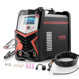 【Summervibes】VEVOR TIG Welder, 200A 6-In-1 Aluminum Welding Machine (LED Display) - AC TIG/DC TIG/AC Pulse TIG/DC Pulse TIG/Spot TIG/MMA(Stick), 110&220V Dual Voltage Electric Welder with Synergic Control IGBT