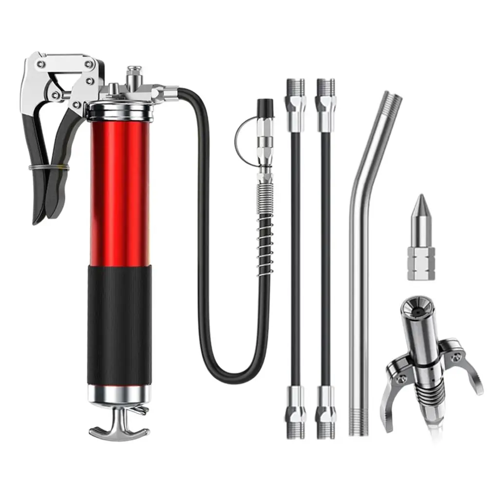 Manual Grease Gun Kit, Manual High Pressure Handheld Grease Gun with Quick Release Coupler, Professional Hand Tool for Home & Office, Heavy Duty, Hard