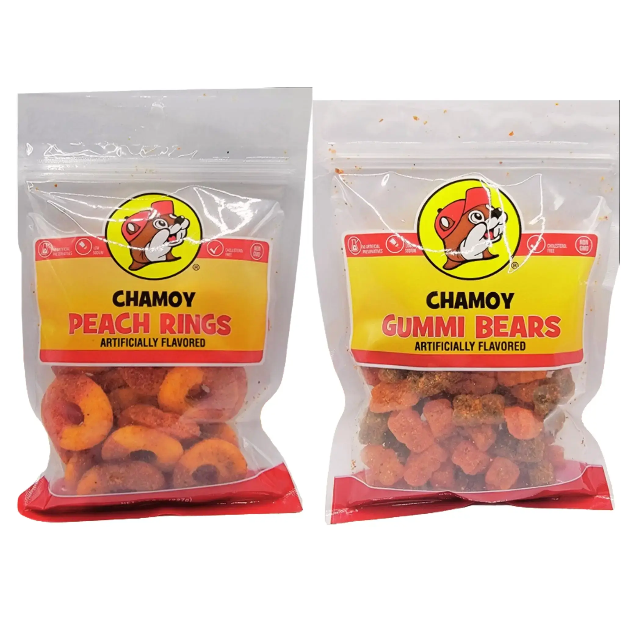 Buc-ee's Chamoy Candy 2 Pack Bundle- Mexican Candy Chamoy Peach Rings and Chamoy Gummi Bears fruit Variety Snack Bundle