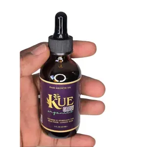KUE Grow Organics Hair Growth Oil - Gentle Rosemary Jojoba Rice Bran Argan Oil for Thicker Healthier Hair - Scalp & Haircare Formula - Safe Natural Ingredients - 2 FL OZ