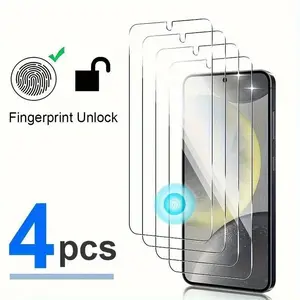 4 Pcs Ultra HD Tempered Glass Screen Protectors Compatible With Samsung Galaxy S25 24Ultra S23 S22 S21, Full Coverage, Bubble-Free, Dust-Proof, Fingerprint Unlock Compatible