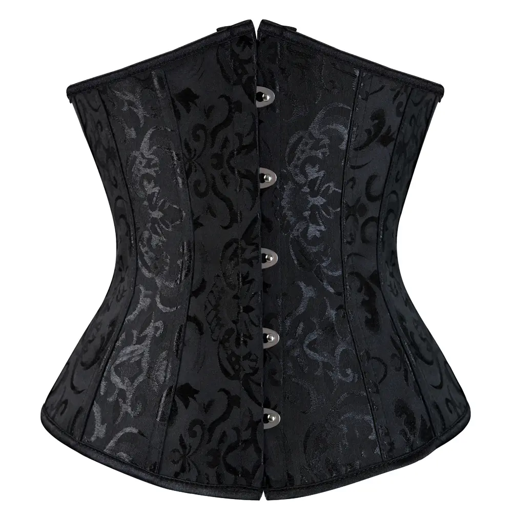 Women's Gothic Brocade Underbust Corset, Vintage-Style Waist Training Cincher for Bridal Wear, Plus Size