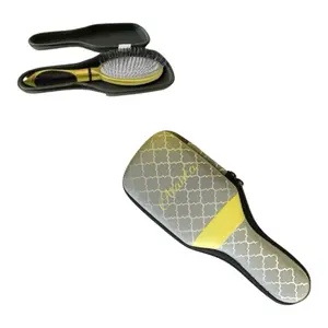 Alahta Hairbrush Case Yellow Gray with Unique Design and Handle for Storage and Protection