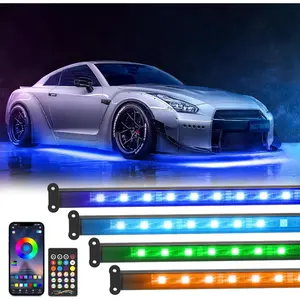 12V Car Underglow Lights, Neon Accent Lights Strip Undercar Glow Light Underbody Light, Waterproof Exterior Car Lights with APP Control Wireless Remote Control interior  led  lights car  logolights aesthetic  car  mods
