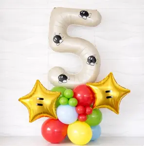 Super Mario Bros Balloons Birthday Tower - Number Tower - Super Mario Birthday Party - Mario Balloons - Super Mario Party - Mario Party