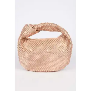 Tonal Studded Knotted Soft Clutch