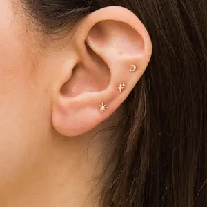 20G Tiny Flat Back Earrings Women 14K Gold/Silver Plated Small Stud Hypoallergenic Cartilage Helix Piercing Earrings studs for prom