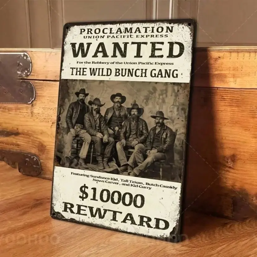 Vintage Western Wanted Poster Sign Aluminum Metal Wall Art Decor for Home Bar Office Western Cowboy Theme Decor American West Decor
