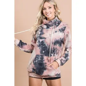 Brushed Tie Dye Overlapped Turtle Neck Sweatshirt