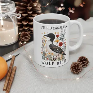 Heated Rivalry Stpid Canadian Wolf Bird Coffee Mug, Gift For Fan, Mug