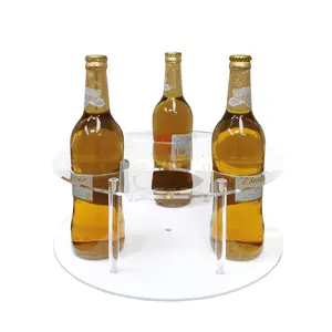 FixtureDisplays® 12.5x12.5x5" Countertop Clear Acrylic Rotating Syrup Bottle Organizer Wine Rack, Fit 3.2" Diameter Bottles, Easy Assembly Video in Description 15696-NF