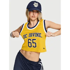UC Irvine Cropped Basketball Jersey Tank Yellow