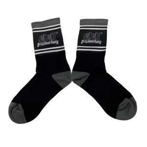Dirty Diesel Supply Turbo Socks - Striped Performance Fit for Diesel Life, Cushioned Heel & Toe, Turbo Logo, Black & Charcoal Colorway
