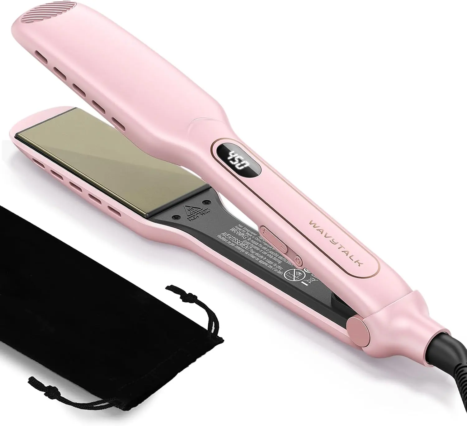 Wavytalk Wet to Straight Hair Straightener, 1.75″ Wide Vent Sesh Flat Iron | Straightener for Damp or Dry Hair with Dual Voltage Leave Silky Smooth Look, 20% Faster Styling, Pink