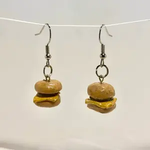 Cheese Burger Earrings - Unique Design with Cheese Accent - As shown in the Image