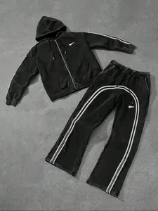 Unisex Vintage Hooded Zipper Sweatshirt, Cotton Blend, Casual Street Style, Fall & Winter Fashion, Fitted Graphic Design