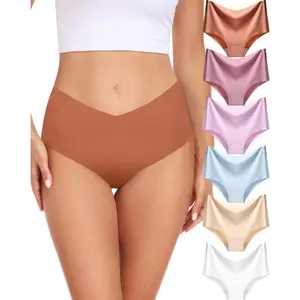 Women's Seamless No-Show Bikini Underwear Comfortable Stretch Invisible Hipster Panties for Everyday Wear 6PACK