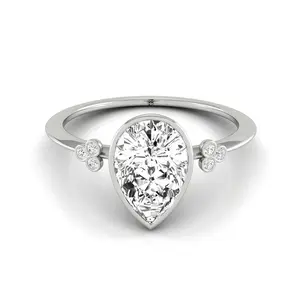 The Selena Bezel Solitaire Engagement Ring Setting for Princess Diamonds in 18K White Gold