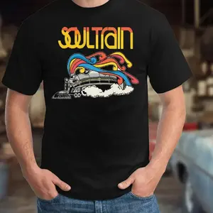 Men's Cotton Short-Sleeve T-Shirt Casual Summer Digital Print Tee ,with Soul Train Graphic Women T