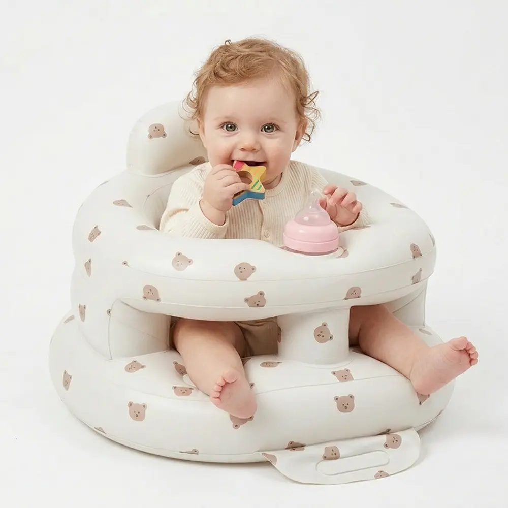Upgraded Inflatable Baby Chair with Built-in Air Pump, Inflatable Baby Seat for Babies 3-36 Months, Sit Me Up Floor Seat for Baby, Back Support Baby Seats for Infants for Sitting Up